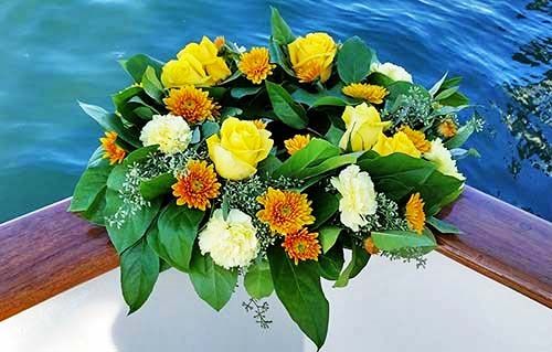 Wreath yellow roses for sea burial